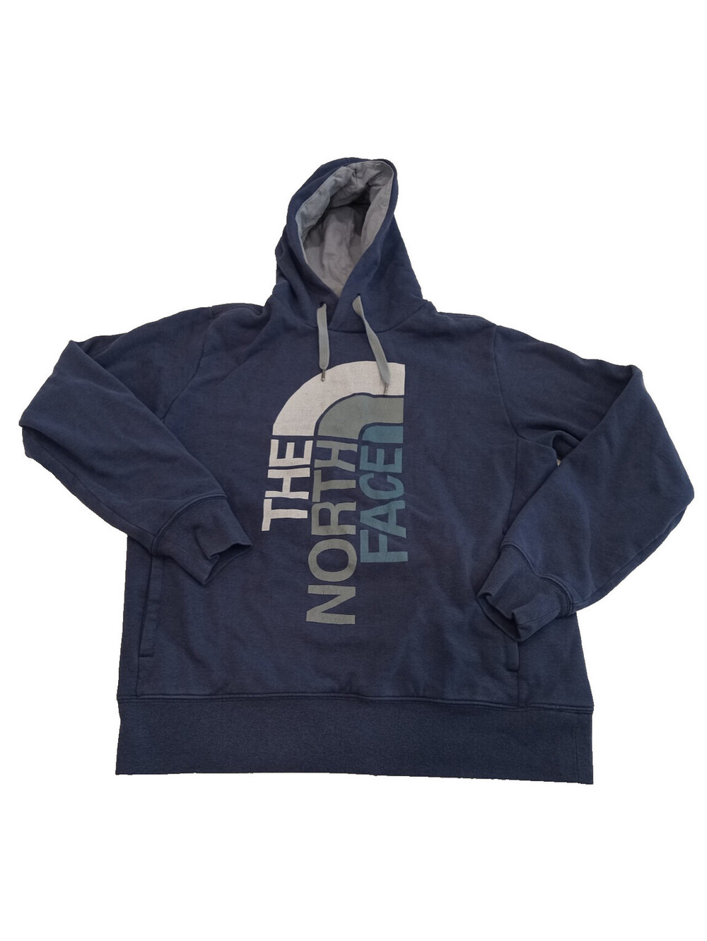 The North Face Hoodie Mens Medium Blue Gradient Vertical Logo Pullover Sweatshir